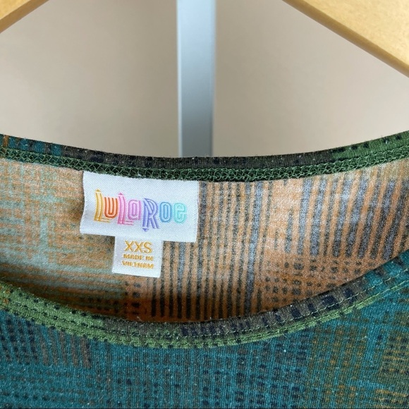 LuLaRoe Size XXS Abstract Earth Tones Fall Colors Irma Oversized Longline Tunic - Picture 3 of 5